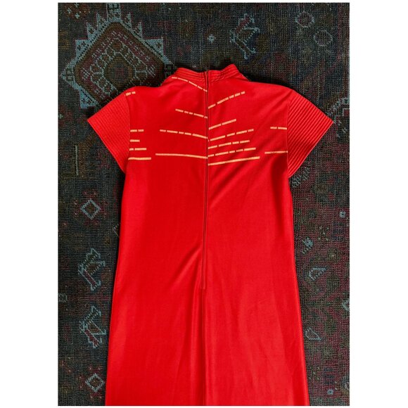 VINTAGE Tori Richard Cheongsam Maxi Dress | Red with Roses | Medium | Mandarin - Picture 5 of 7